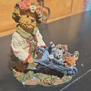 Sold!! Boyds Bears Multicolor Sculpture with Wheelbarrow
